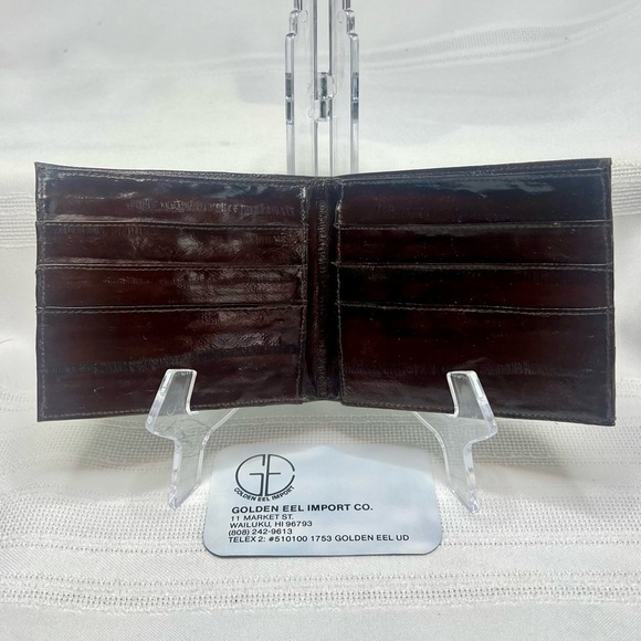 VTG Genuine Eel Skin Burgundy Bifold Wallet Never Used - Picture 4 of 9